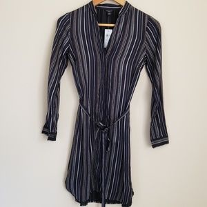 NWT Ann Taylor Long Sleeve XXS Petite Long Sleeve Navy Blue Shirt Dress